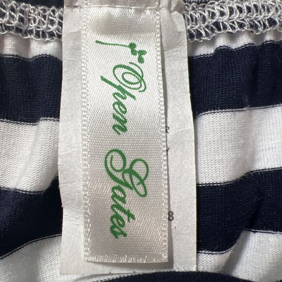 Open Gates Dress Women’s Size Medium Striped Off Shoulder Knee Length Fitnflare - Picture 3 of 9